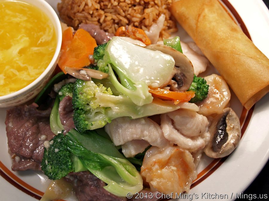 Order #L-7 Three Flavor Combo with Sauteed Vegetables from Chef Ming's Kitchen